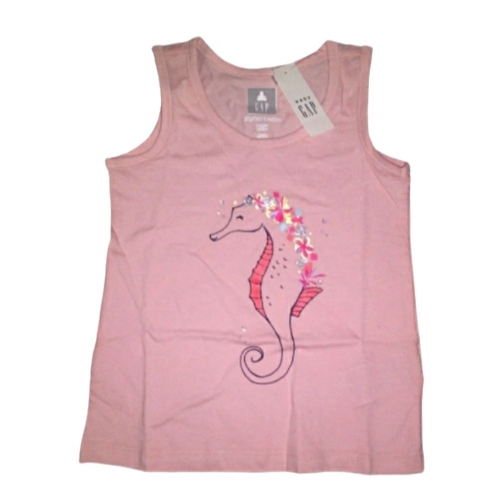 New BABY GAP Coral Pink Seahorse Tank Top Shirt 3T NWT